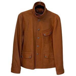 Lauren Ralph Lauren Vintage leather button-up jacket. Cogac Tan. Womens Large